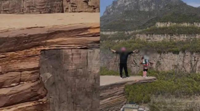 安阳网红试胆石被砸断 不用试胆了，还是先保命吧   