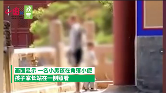 男孩在故宫角落小便，故宫回应男孩在角落小便