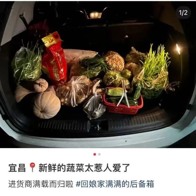 男子返程带200多斤特产,返程后备箱再次装满特产