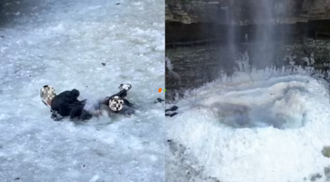 游客到未开放景区游玩掉冰瀑后自救，当地呼吁大家近期不要前往朱阳九峰