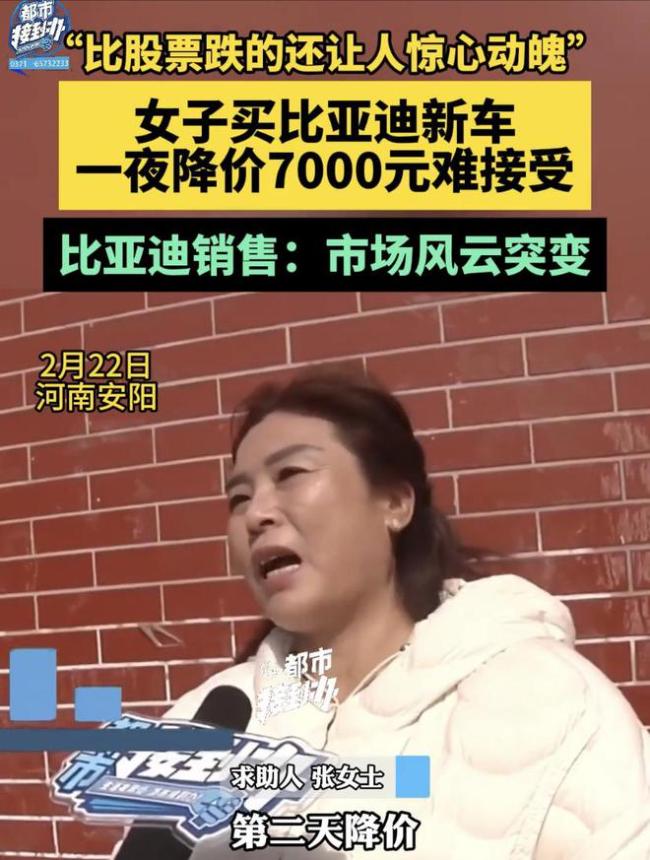 买比亚迪新车一夜降价7000元，女子：比股票跌的还让人惊心动魄啊！