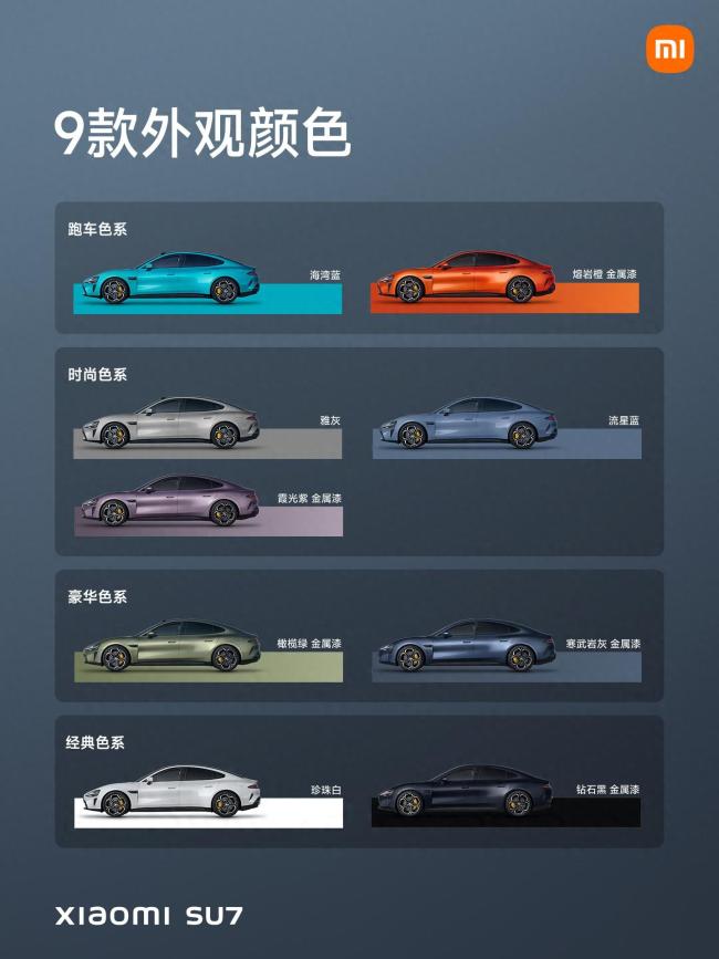 传小米SU7将于下半年推出更多配色