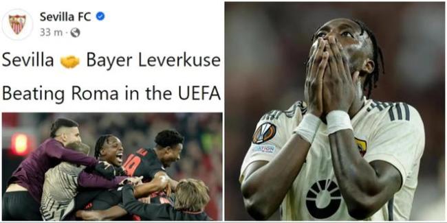 塞维利亚俱乐部社媒嘲讽罗马 冠军也曾脚下败将