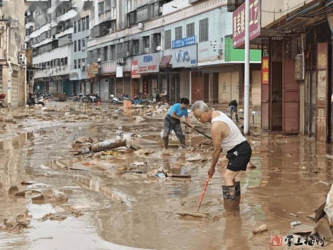 梅州暴雨后有村民捞起数百斤大鱼 洪水退去，村民忙恢复