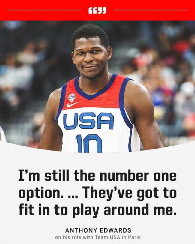 爱德华兹:美国男篮我仍是第一选择 詹杜库得适应在我身边打球