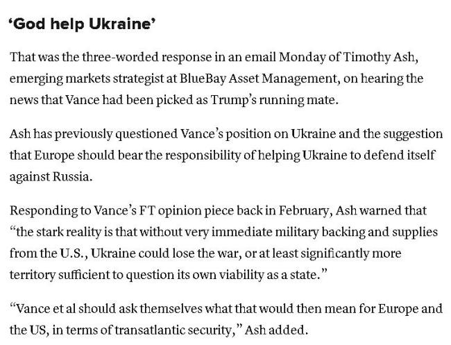 专家：万斯上位对乌克兰极为不利 乌未来或面临领土割让风险