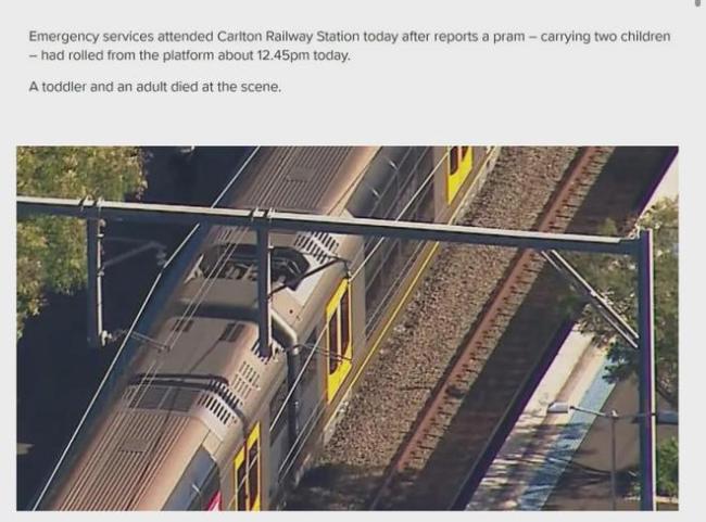 悉尼一婴儿车掉下站台撞上火车 悲剧致两死，城铁暂停运营