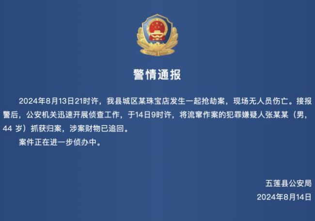 💰欢迎进入🎲官方正版✅山东蒙面男子持钝器抢劫金店被抓获 涉案财物速追回  第1张