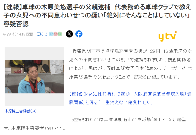 💰欢迎进入🎲官方正版✅乒乓世界亚军父亲被逮捕，日媒：涉嫌猥亵犯罪，被害人未满16岁