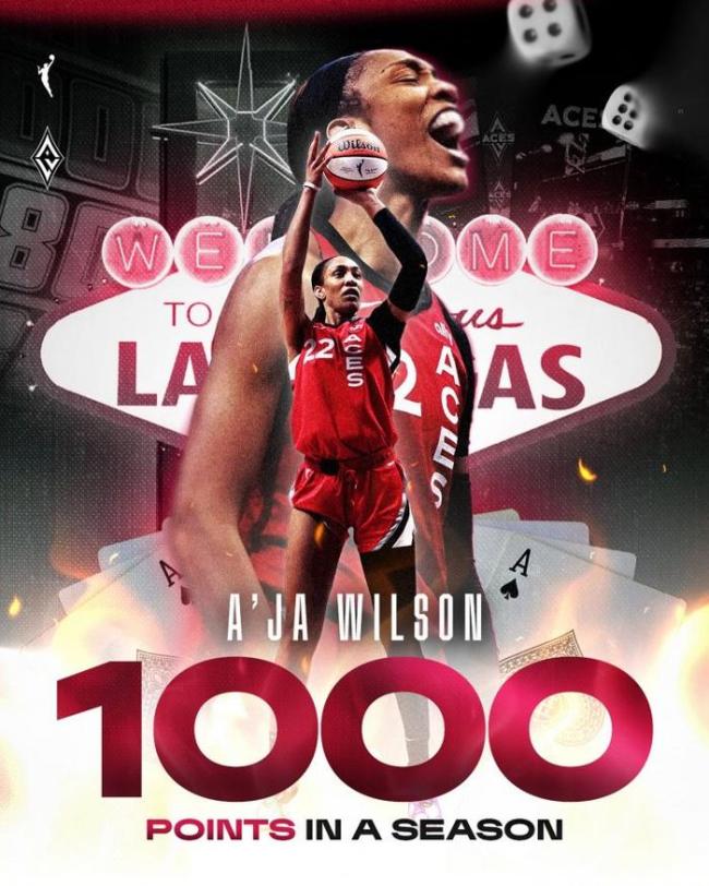 WNBA前史首人：威尔逊单季破1000分 阿德巴约力挺全票MVP 发明得分新纪元