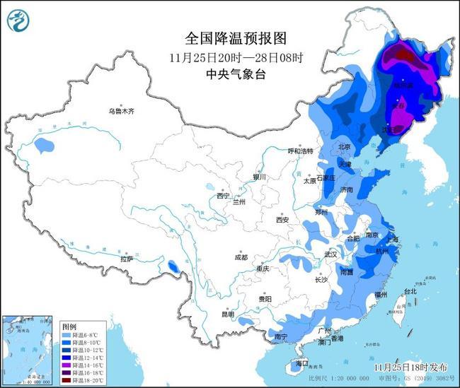 寒潮预警：0℃线将抵达苏皖北部至河南南部一带