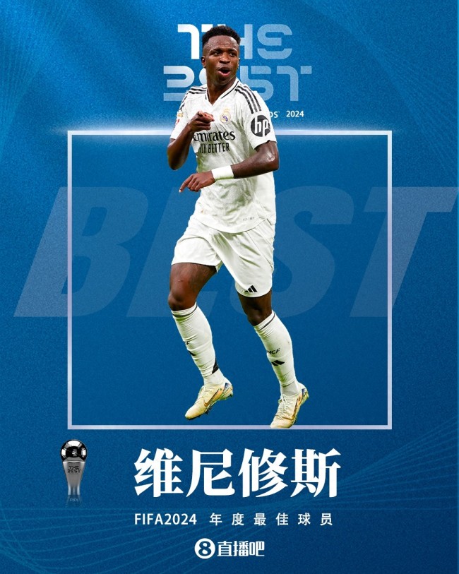 维尼修斯荣膺FIFA男足年度最佳球员