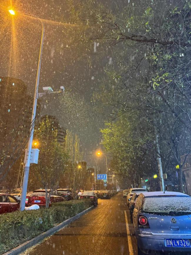 2025北京第一场雪 夜空惊喜浪漫