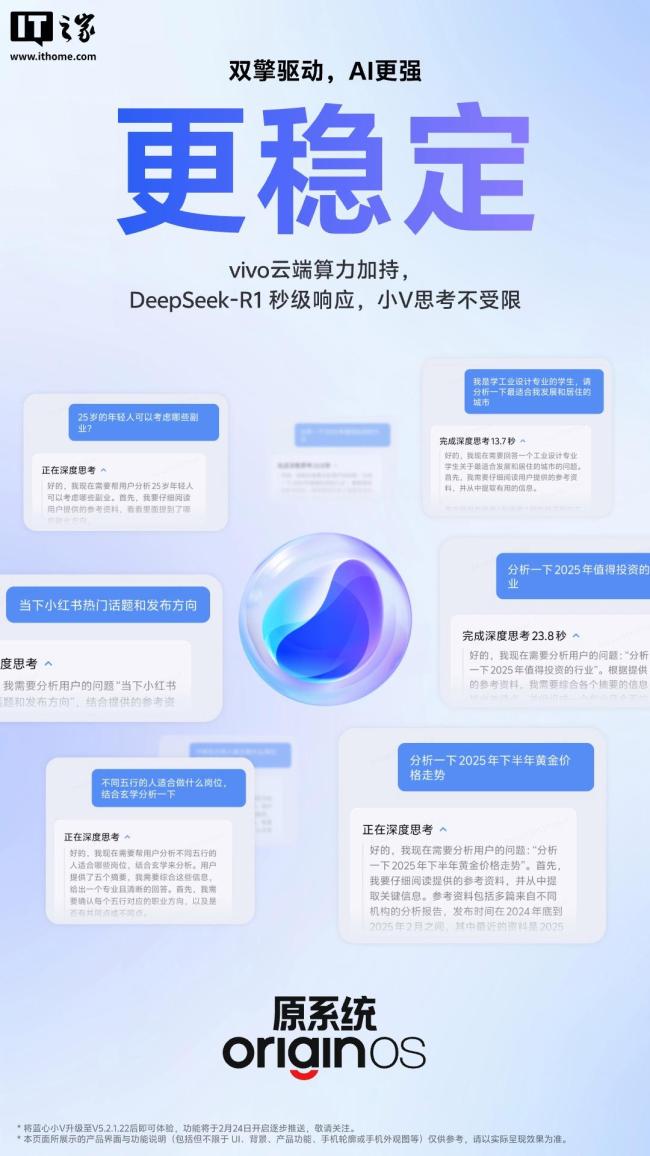 vivo正式上線滿血版DeepSeek-R1 AI體驗(yàn)再升級(jí)