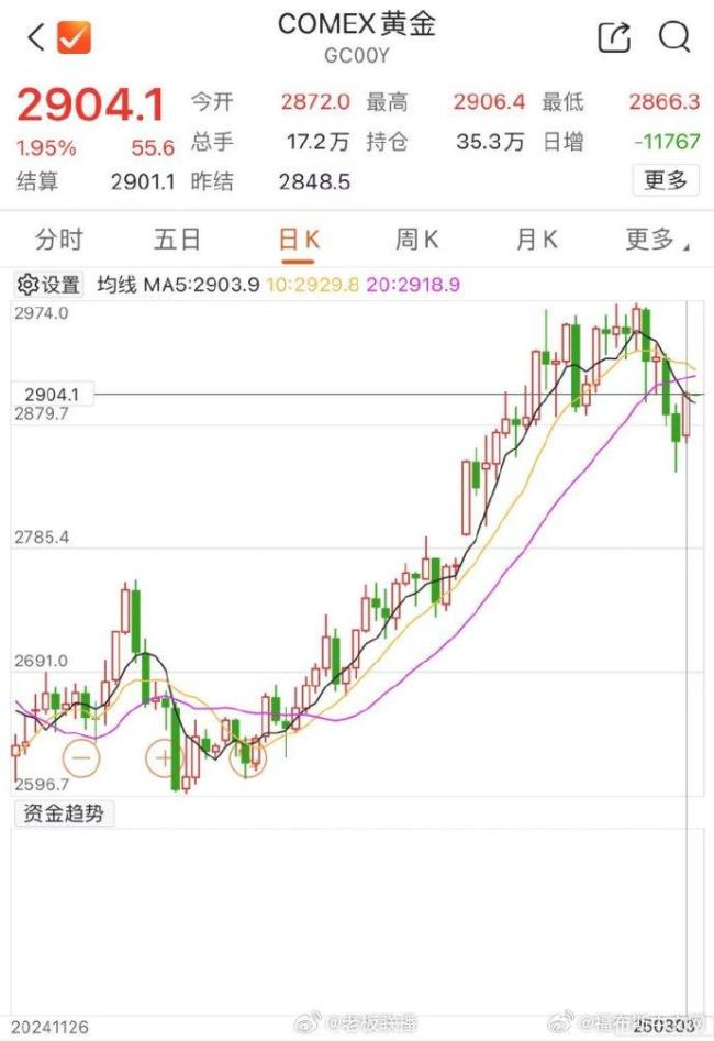 金價(jià)重回2900美元