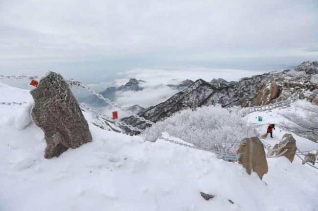 寒潮過后泰山6條游覽線路恢復(fù)開放 雪后美景待客來