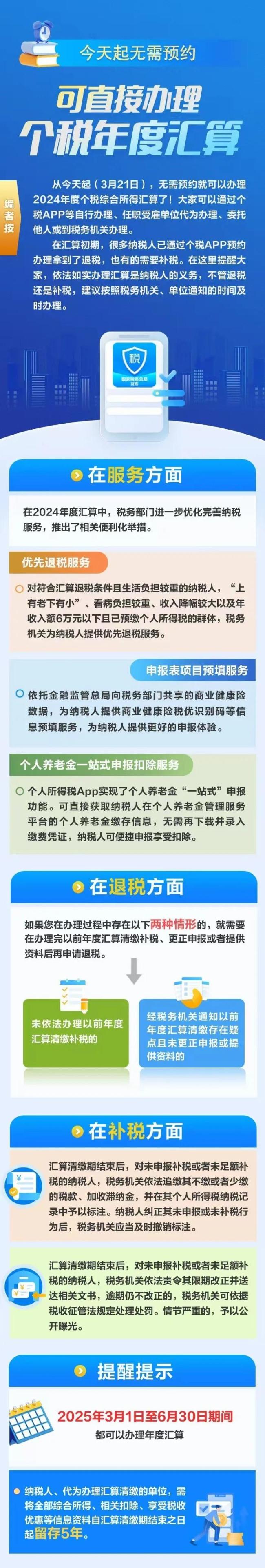 今天起,，無需預(yù)約,！可直接辦理個(gè)稅匯算