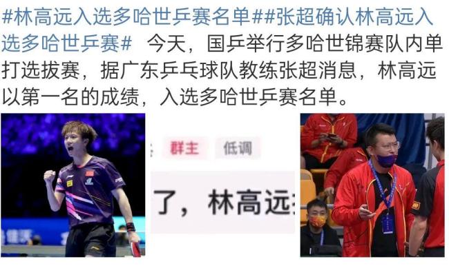张超确认林高远入选 选拔赛夺冠锁定名额