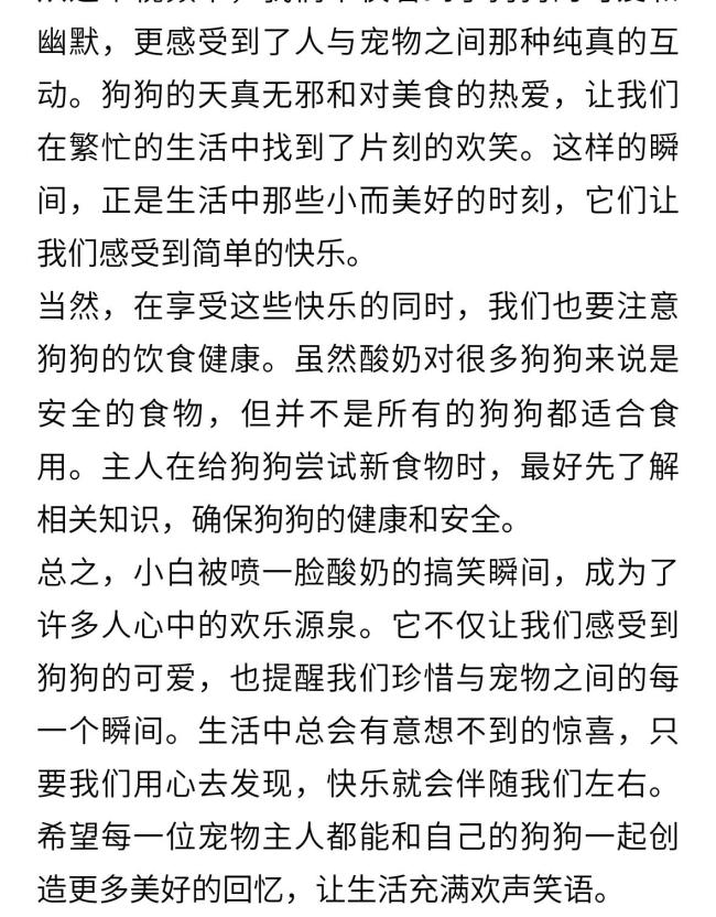 狗狗拍照时被喷一脸酸奶后吃了起来
