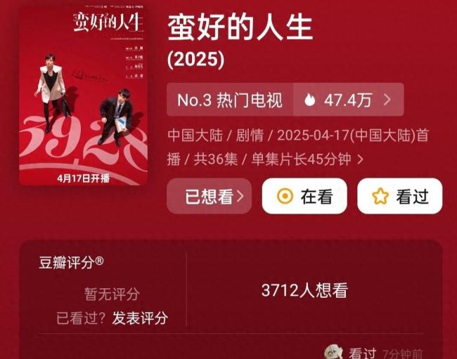 蛮好的东说念主生豆瓣评分6.1 极致东说念主设引热议