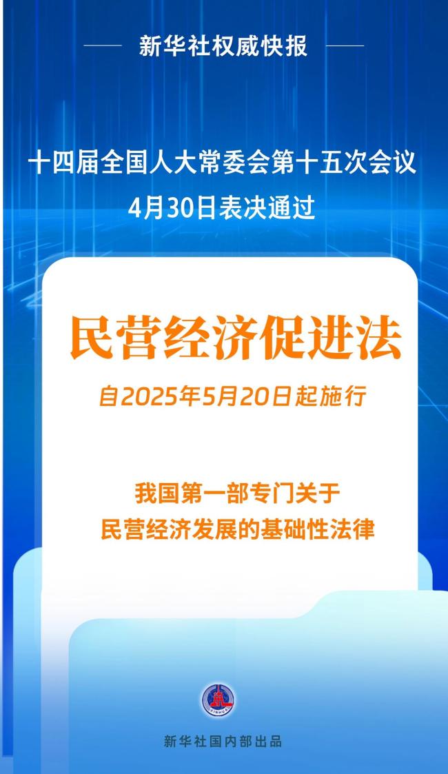 民營(yíng)經(jīng)濟(jì)促進(jìn)法自今年5月20日起施行