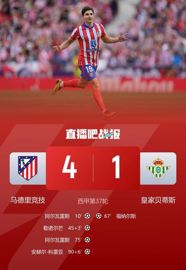 马竞主场4-1战胜贝蒂斯