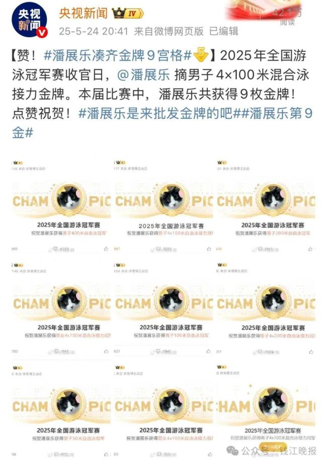 潘展樂8天拿下9金 接力賽再添輝煌