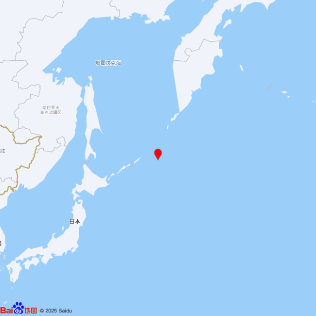 千岛群岛以东海域发生6.0级地震 正式速报