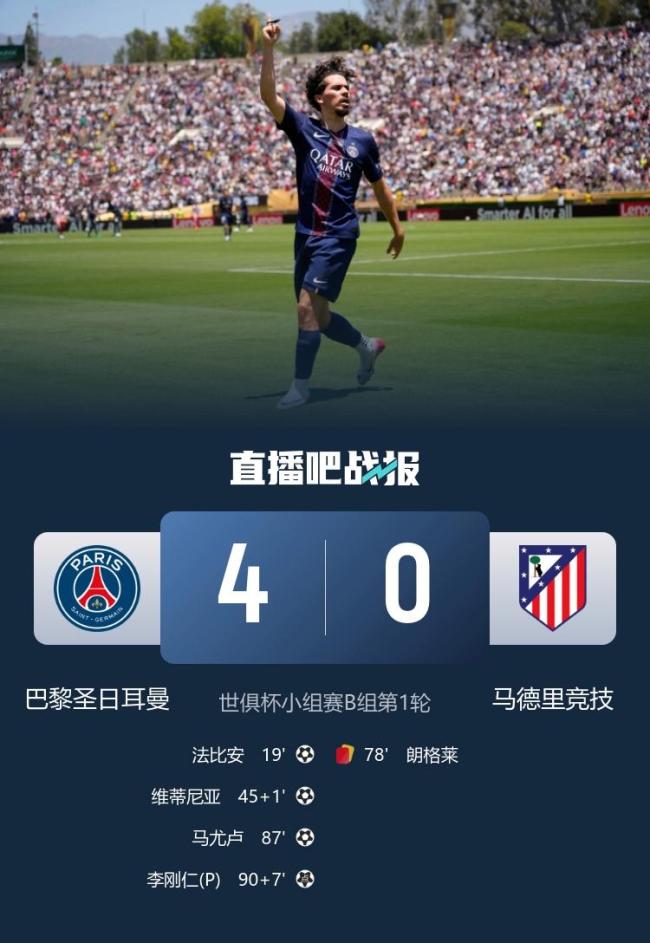 世俱杯大巴黎4-0马竞 横扫完胜