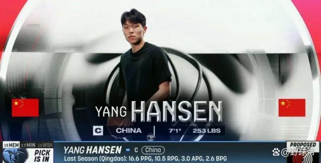 媒体：杨瀚森成今年NBA选秀最大黑马