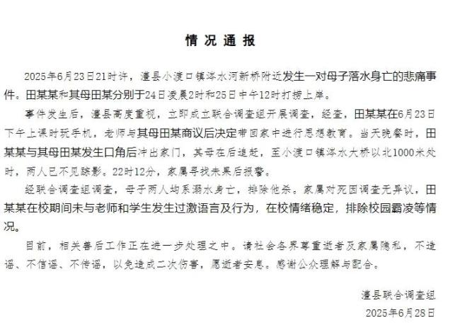 湖南一对母子发生口角后溺亡 排除他杀疑云