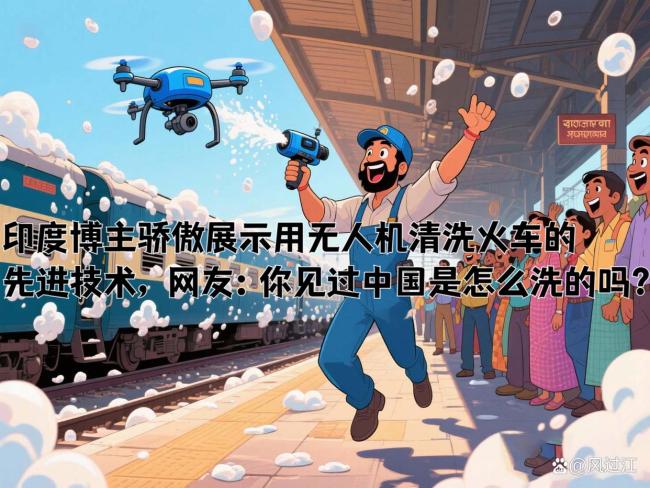印度用無人機洗火車被網(wǎng)友問懵：見過中國高鐵怎么洗嗎？