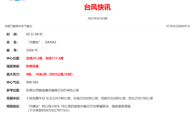 台风"丹娜丝"生成 向福建沿海靠近 风力逐渐增强