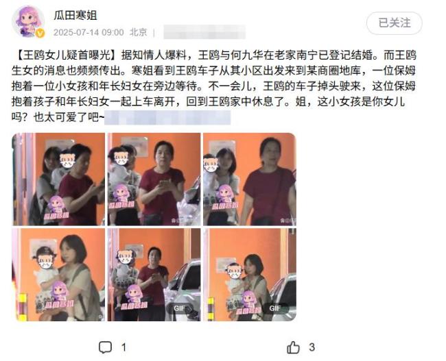 曝王鷗與何九華復(fù)合低調(diào)登記 疑似女兒曝光