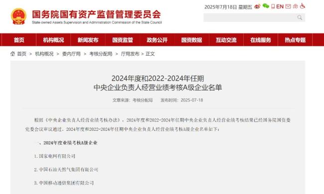 央企考核50家企業(yè)獲評A級