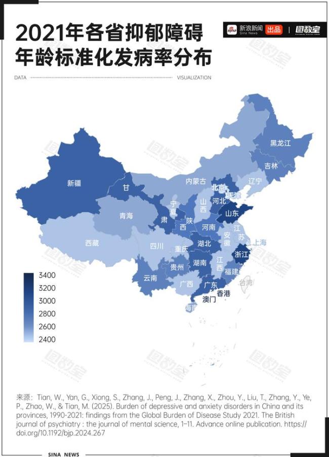 研究显示天津抑郁率全国最低，香港最高
