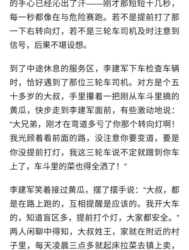 大货车司机一个转向灯避免悲剧