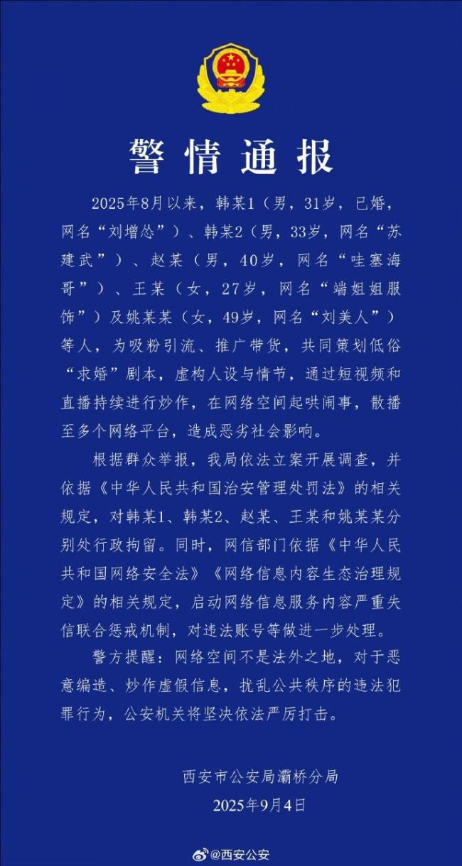 5人策划低俗求婚剧本被拘