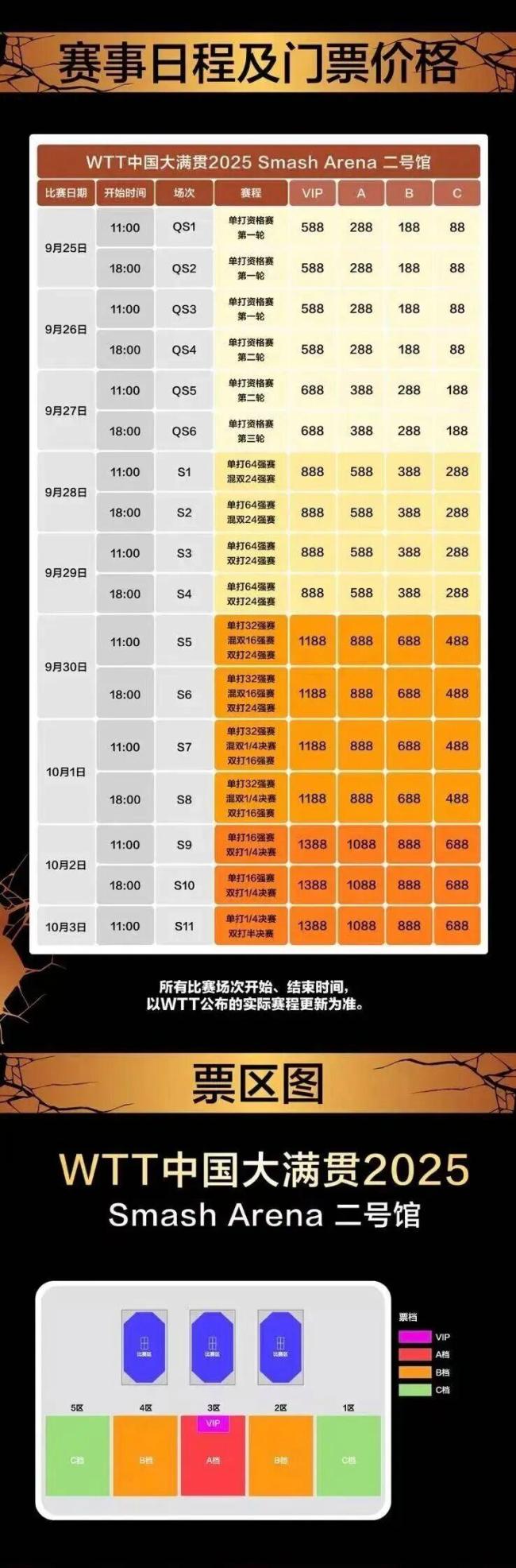 WTT中国大满贯即将第二次开票 9月8日10点准时开启