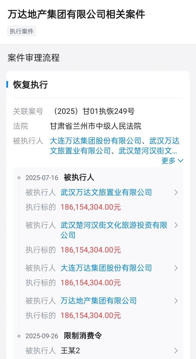 王健林为何被限制高消费 万达面临巨额执行案