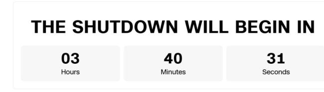 美国白宫正式宣布政府即将“关门”