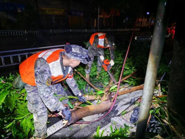 台风麦德姆过境 子弟兵迅速出动 全力救援清障保畅通