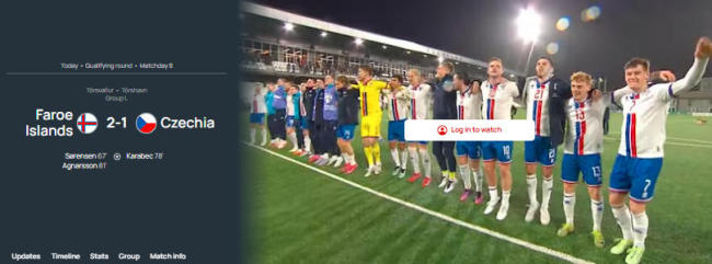 世预赛：法罗群岛主场2-1力克捷克