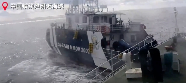 菲船恶意擦碰中国海警船视频