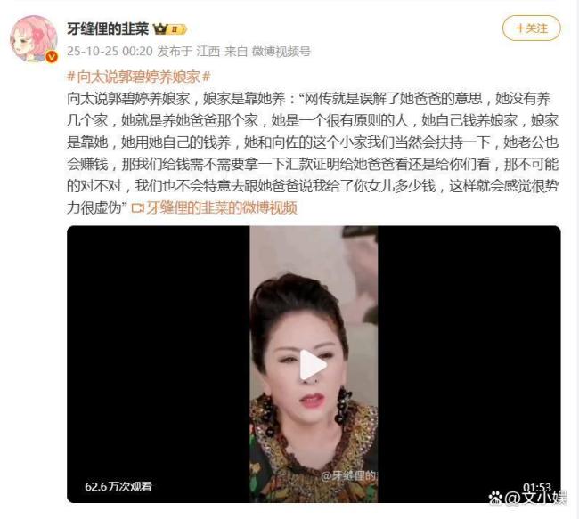 向太说郭碧婷养娘家 豪门经济账的微妙真相