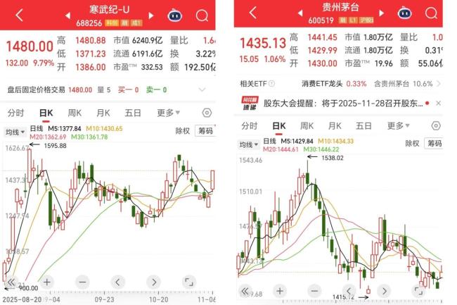 寒武纪超越茅台登顶A股 『芯片』板块表现亮眼