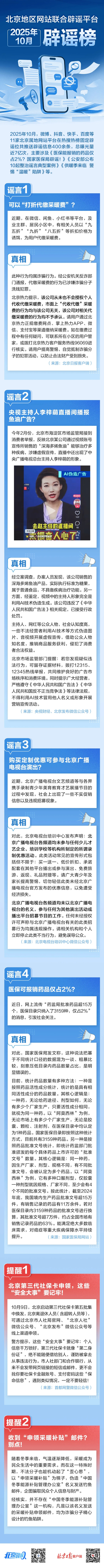 北京地區(qū)網(wǎng)站聯(lián)合辟謠平臺2025年10月辟謠榜