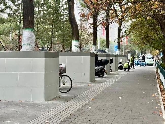 西安路边水泥树池已完工 市民热议树池设计