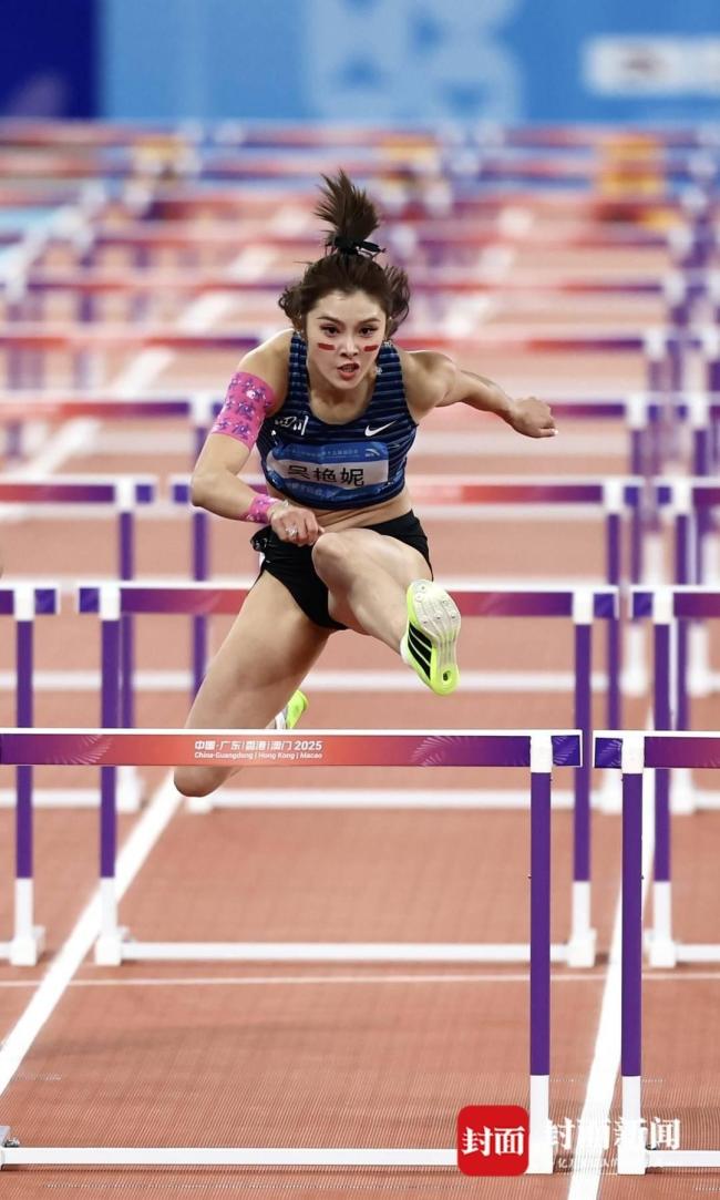 全运会女子100米栏刘景扬获得金牌,吴艳妮摘银