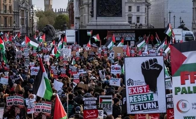 英法爆发游行声援巴勒斯坦 停止加沙屠杀